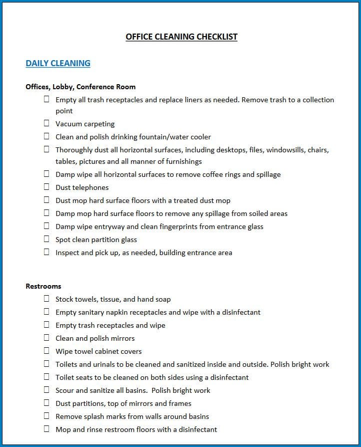 Office Cleaning Checklist That S Blog