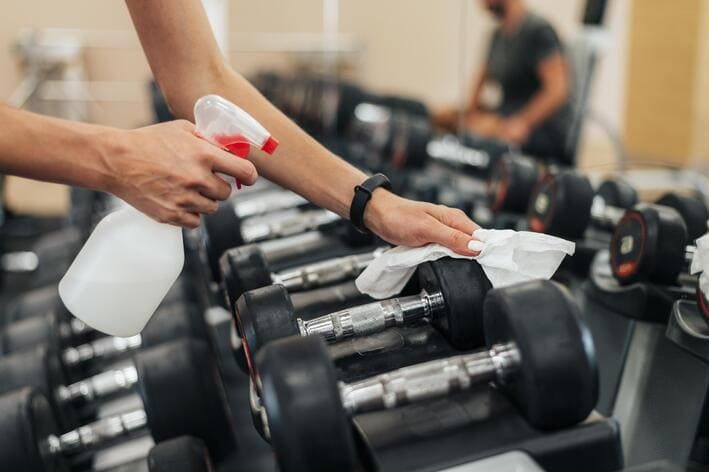 gym cleaner disinfecting weights